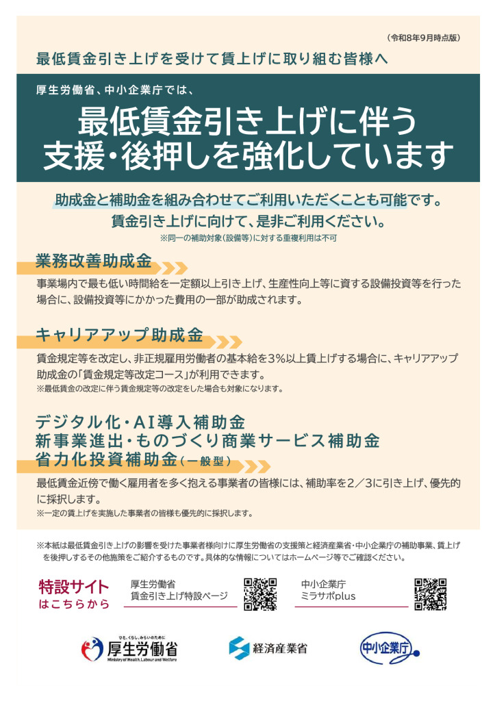 最低賃金引き上げに伴う支援・後押しを強化のサムネイル